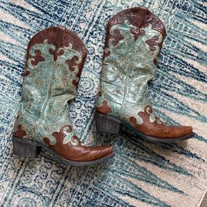 Lane Women’s Dawson Western Cowgirl Boots in Turquoise Junk Gypsy Line size 9